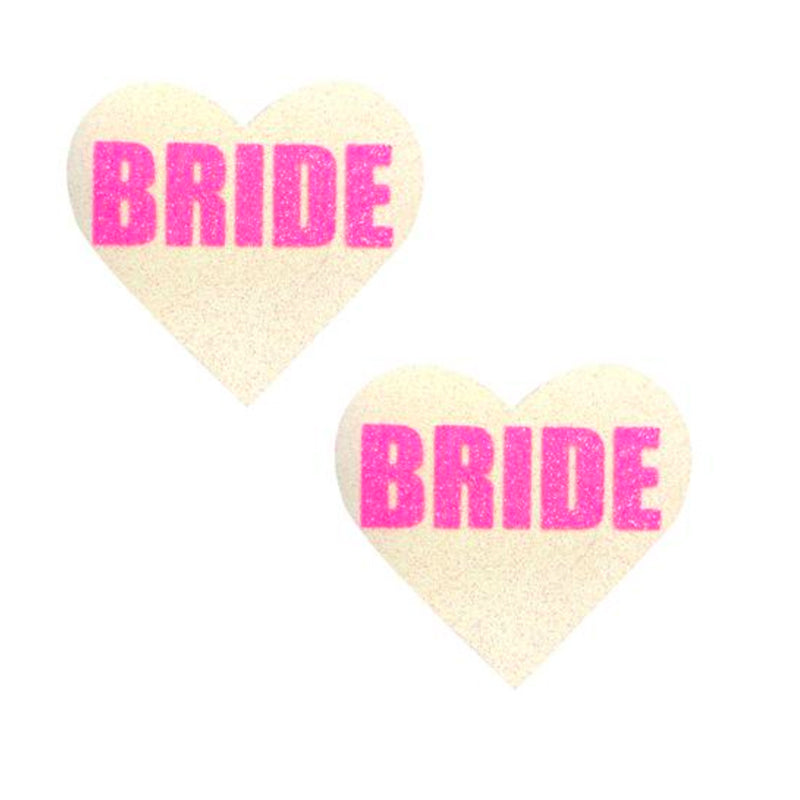 Neva Nude Bride UV Neon Pink White Glitter I Heart U Pasties