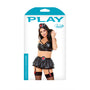 OPHELIA PAYNE NURSE COSTUME SET; WETLOOK LONGLINE BRA, SKIRT & PANTY S/M BLACK