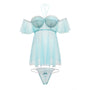 MINT JULEP OFF SHOULDER MOLDED CUP BABYDOLL & PANTY M/L TURQUOISE