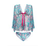 MAI TAI KIMONO SLEEVE ROBE & PANTY SET 3X/4X TURQUOISE