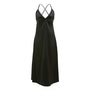 Olive Satin Slip Dress Lace up Black XL Phantom Black