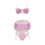 Pink Lady Mesh,Bra, Skirt and Panty Set  S/M Strawberry Cream