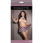 School Girl Fishnet Bralette W/ Plaid Knit Skirt & Collar White/Red XL