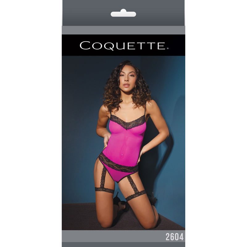 Teddy W/ Leg Garters Magenta/Black OS Packaging Box