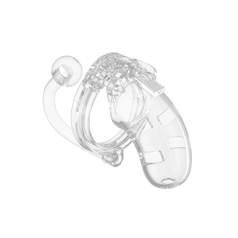 Shots ManCage Model 10 3.5 in. Chastity Cock Cage With Plug Clear