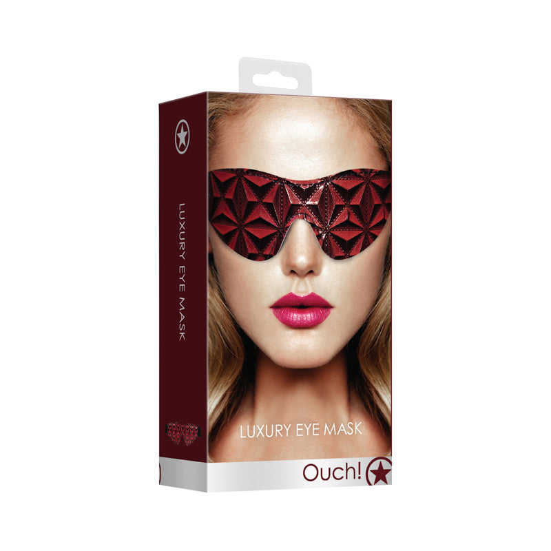 Ouch! Luxury Diamond-Patterned Eye Mask Blindfold Burgundy