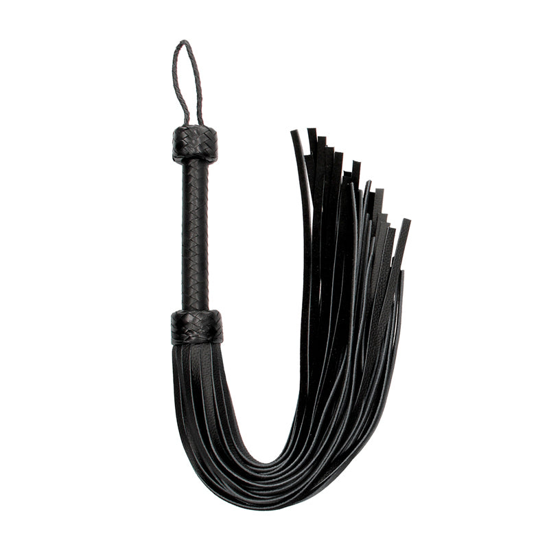 Ouch! Pain Grain Leather Heavy Duty Tail Flogger Black