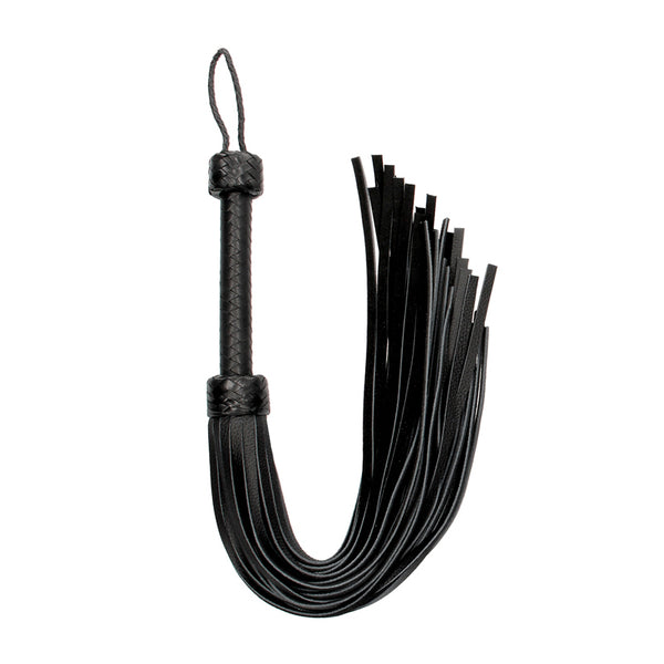 Ouch! Pain Grain Leather Heavy Duty Tail Flogger Black