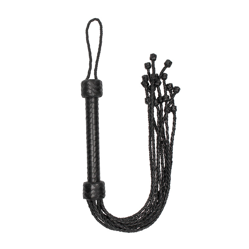 Ouch! Pain Saddle Leather Braided Flogger Black