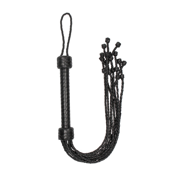 Ouch! Pain Saddle Leather Braided Flogger Black