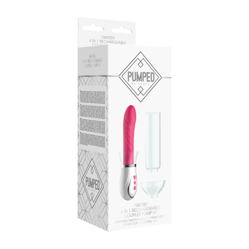 Shots Pumped Twister 4-in-1 Rechargeable Couples Pump Kit Pink