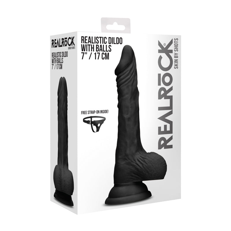 Realrock - 7* / 17 cm Realistic Dildo With Balls - Black