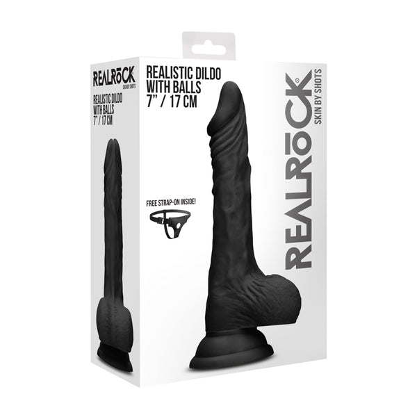 Realrock - 7* / 17 cm Realistic Dildo With Balls - Black