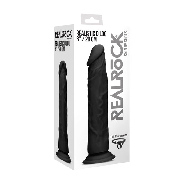 Realrock - 8* / 20 cm Realistic Dildo - Black