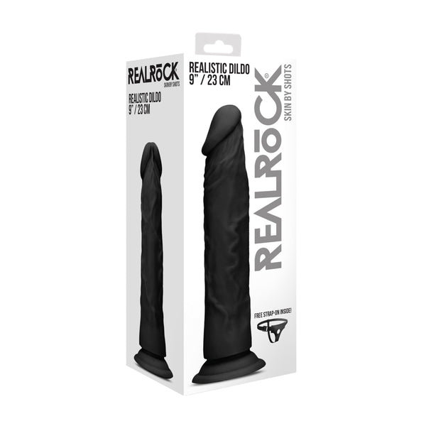 Realrock - 9* / 23 cm Realistic Dildo - Black