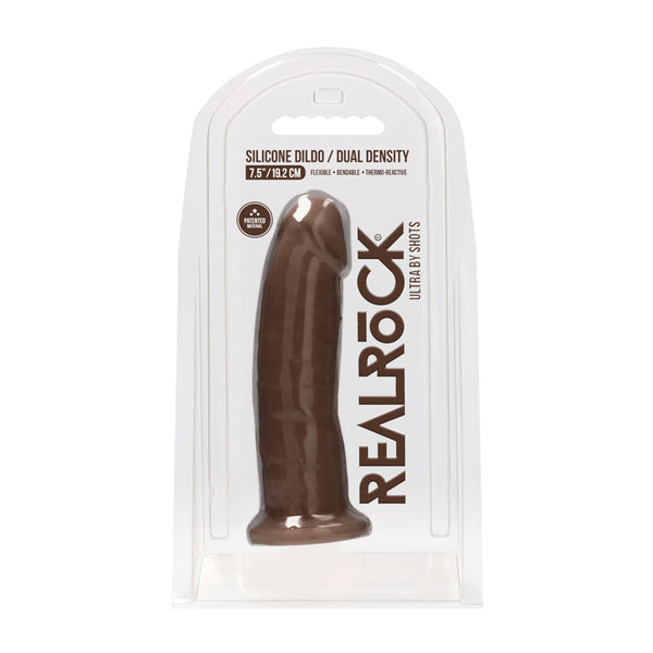 RealRock Ultra Realistic Dual Density Silicone 7.5 in. Bendable Dildo Brown
