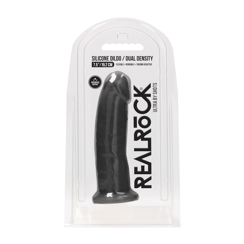 RealRock Ultra Realistic Dual Density Silicone 7.5 in. Bendable Dildo Black