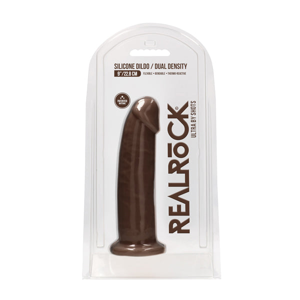 RealRock Ultra Realistic Dual Density Silicone 9 in. Bendable Dildo Brown