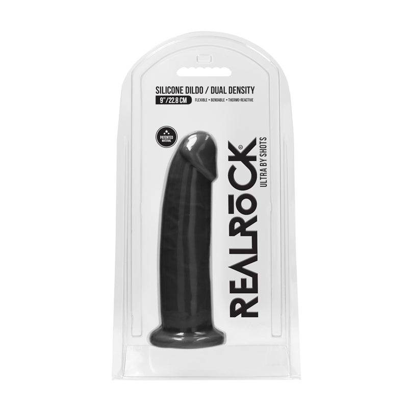 RealRock Ultra Realistic Dual Density Silicone 9 in. Bendable Dildo Black