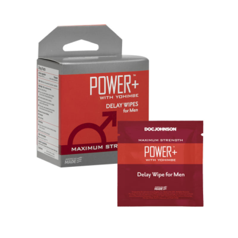 Power+ with Yohimbe Delay Wipes for Men 10 Pack
