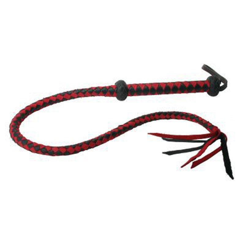 Premium Red & Black Leather Whip