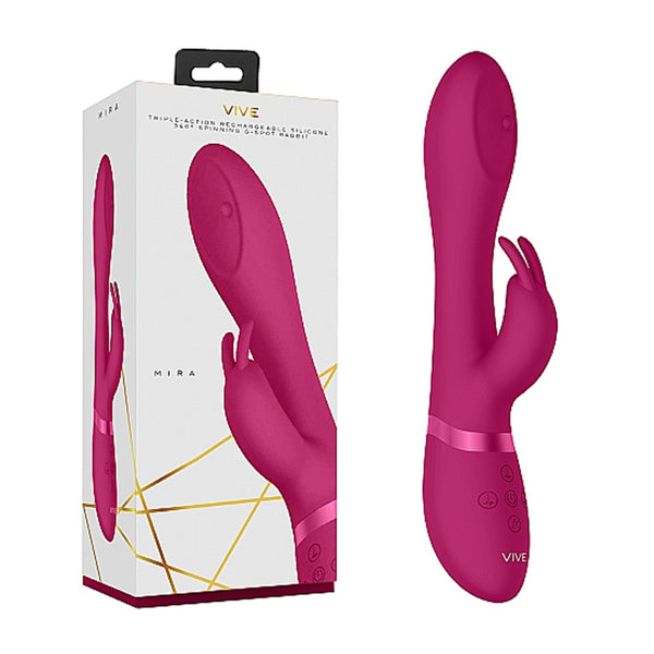 VIVE MIRA Rechargeable 360? Spinning Silicone Rabbit Vibrator Pink