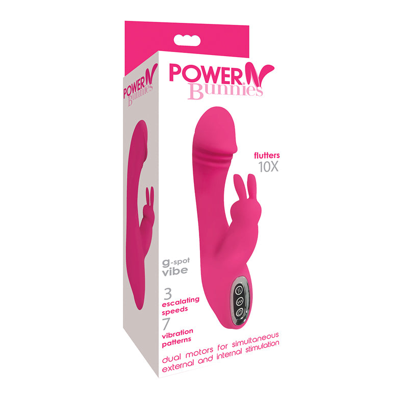 Curve Toys Power Bunnies Flutters Rechargeable Silicone G-Spot Rabbit Vibrator Pink