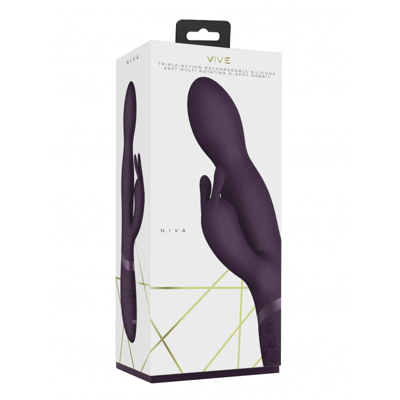VIVE NIVA Rechargeable 360? Rotating Silicone Rabbit Vibrator Purple