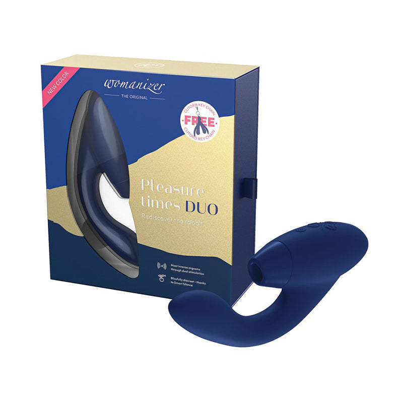 Womanizer Duo Rechargeable Silicone Pleasure Air Dual Stimulation Vibrator Blueberry