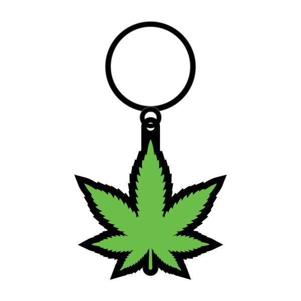 Wood Rocket Green Leaf Keychain