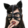Wet Look Harness Cat Mask Black