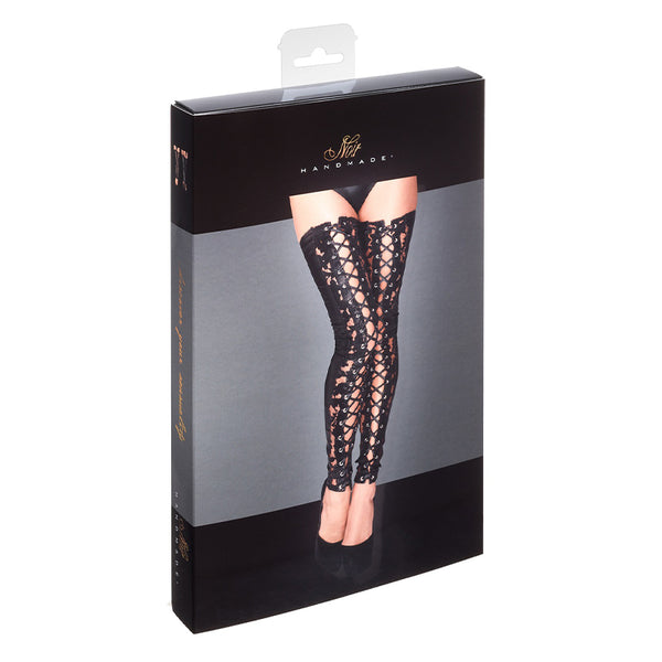 Noir Handmade Lace and Powerwetlook Stockings L