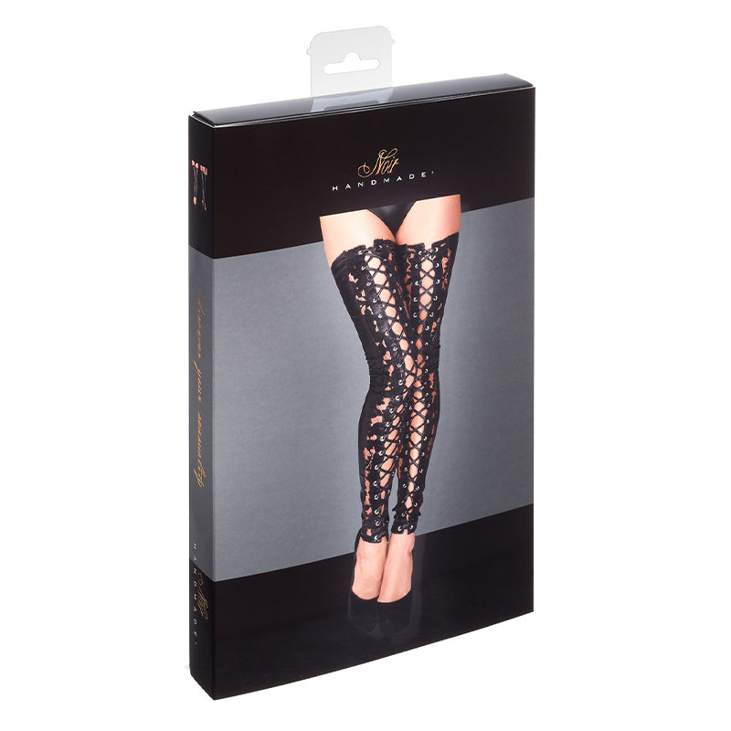Noir Handmade Lace and Powerwetlook Stockings XL