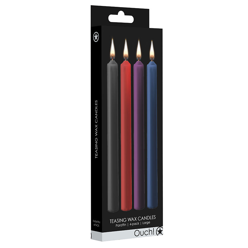 Ouch! Large Teasing Wax Candles Paraffin Assorted Colors 4-Pack