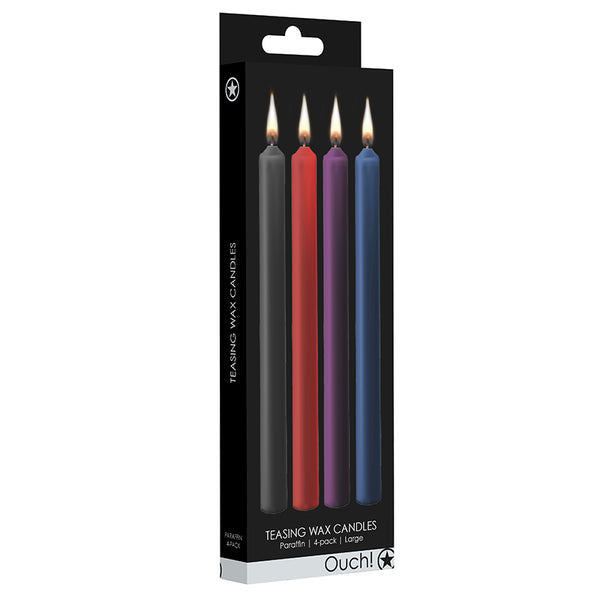 Ouch! Large Teasing Wax Candles Paraffin Assorted Colors 4-Pack