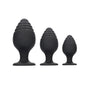 Ouch! 3-Piece Silicone Rippled Anal Plug Set Black