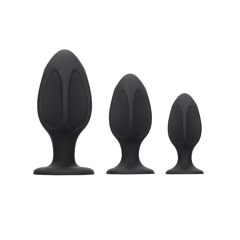 Ouch! 3-Piece Silicone Diamond Shape Anal Plug Set Black