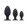 Ouch! 3-Piece Silicone Diamond Shape Anal Plug Set Black