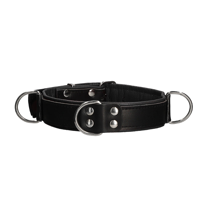 Shots Premium Leather Adjustable Bondage Collar Black