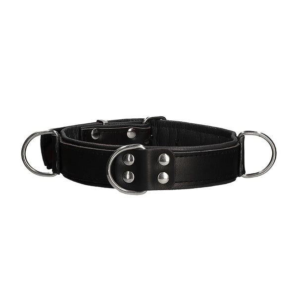 Shots Premium Leather Adjustable Bondage Collar Black