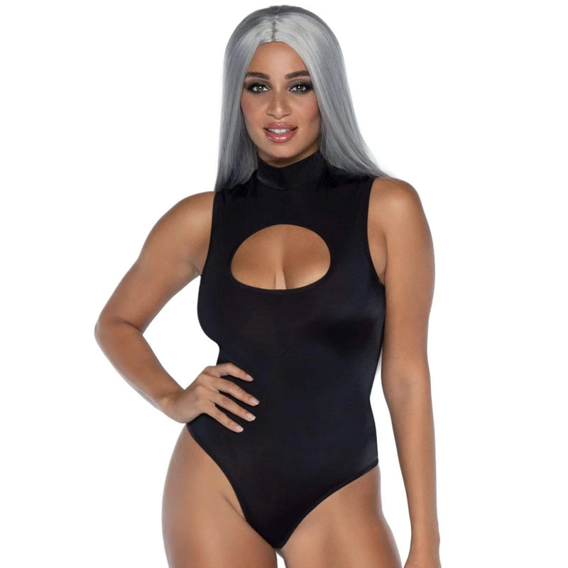 Spandex Keyhole Bodysuit Black Large Hanging Poly Bag