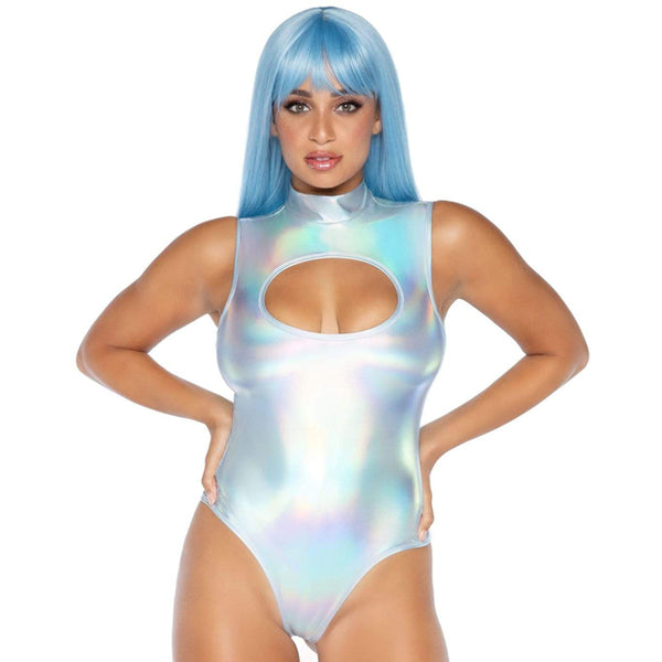 Spandex Keyhole Bodysuit Silver Large Hanging Poly Bag