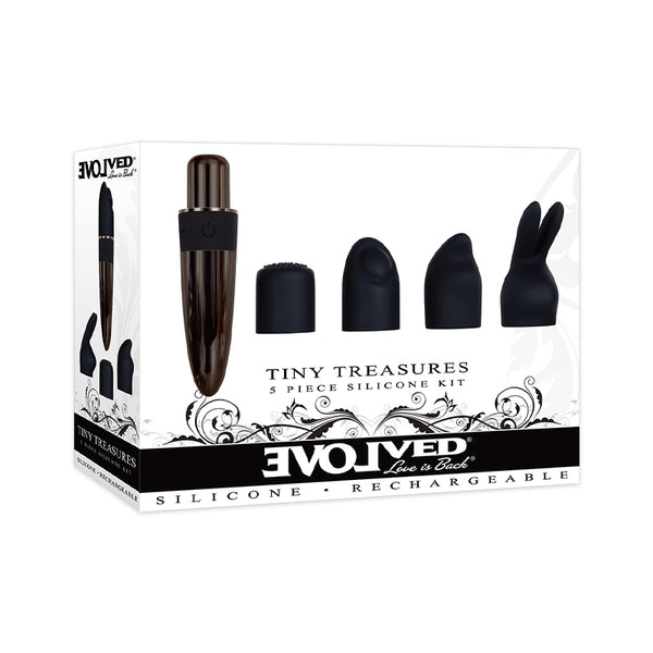 Evolved Tiny Treasures 5-Piece Silicone Vibrator Set Black