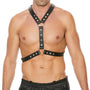 Shots Premium Leather Adjustable O-Ring Body Harness With Metal Snaps Black