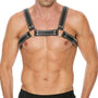 Shots Premium Leather Zipper Series D-Ring Bulldog Harness Black L/XL