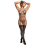 Magic Silk Sexy Time Charlize Criss Cross Bra & Crotchless Garter Panty Set Black S/M