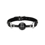 Ouch! Diamond Studded Breathable Ball Gag With Faux Leather Straps Black