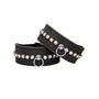Ouch! Diamond Studded Faux Leather Ankle Cuffs Black