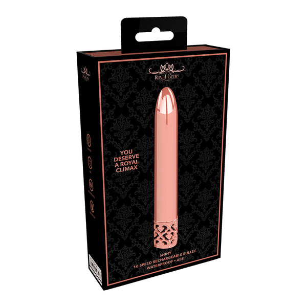 Shots Royal Gems Shiny Rechargeable ABS Bullet Vibrator Rose Gold