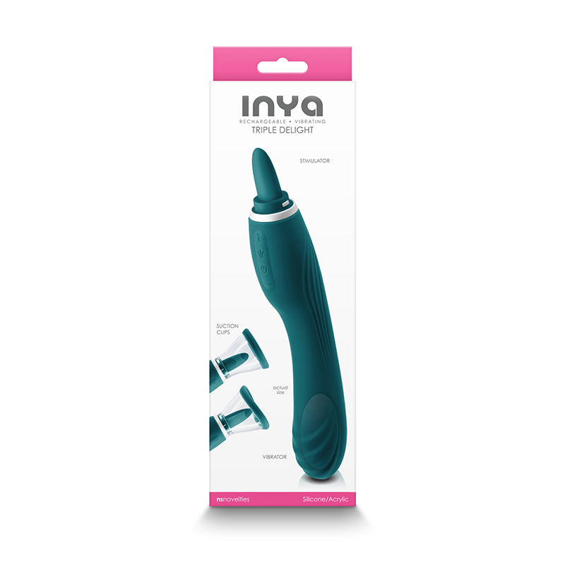 INYA Triple Delight Licking and Suction Vibrator Dark Teal